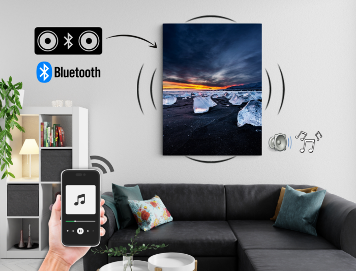 מערכת סטריאו Bluetooth מעוצבת בתמונת קנבס